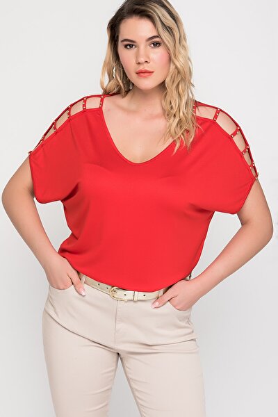 Große Größen in Bluse - Rot - Regular Fit