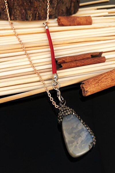 Dr Stone Doğaltaş El Yapımı Akik Taşı Kadın Kolye Ktdr22
