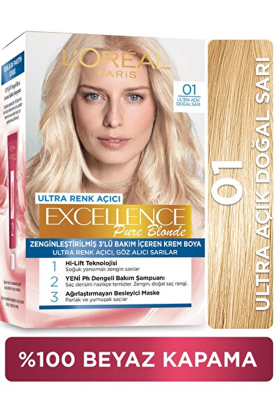 Excellence Creme Saç Boyası 01 Ultra Açık Doğal Sarı