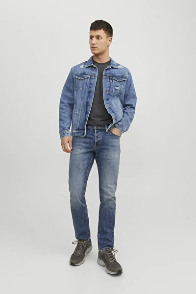 Jack & Jones Normal Bel Dar Mavi Erkek Denim Pantolon Jjıtım