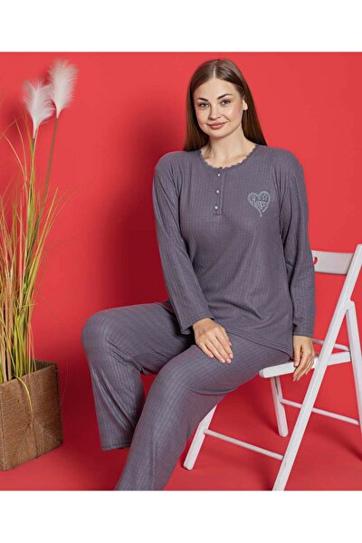 LİLA İÇ GİYİM Women's Viscose Battal Capri Pajama Set - Trendyol