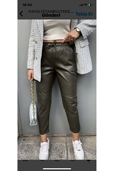 TUĞBALİ Kadın Taba Renk Zara Model Pensli Deri Pantolon Fiyatı