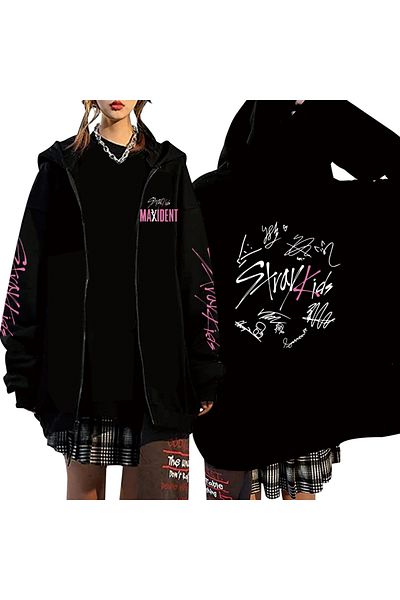 The Champs Stray Kids Black Hooded Oversize Sweatshirt Hoodie - Trendyol