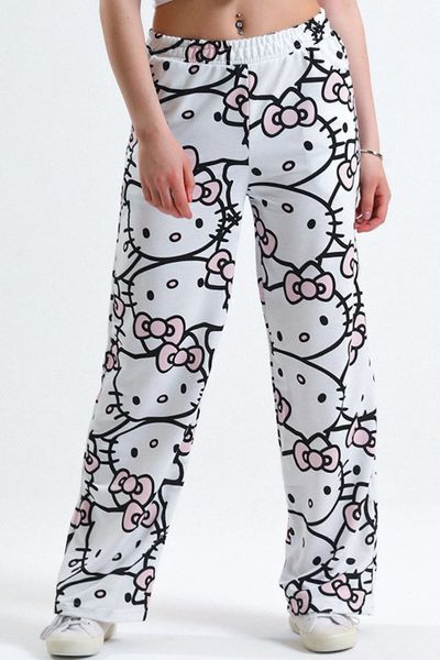 STREETFASHION Pink Hello Kitty Cat Wide Leg Sweatpants - Trendyol