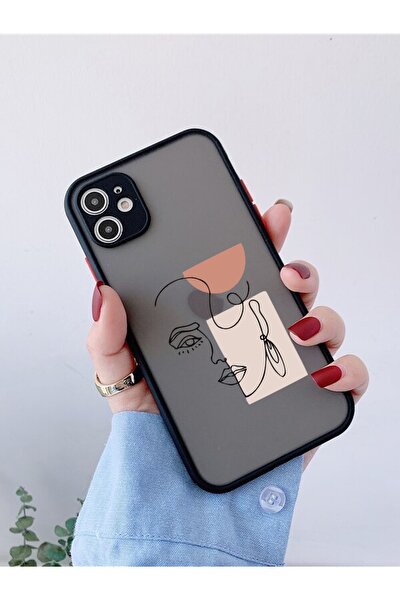 Iphone 11 Siyah Kamera Lens Korumalı Women Art Desenli Lüx Telefon Kılıfı