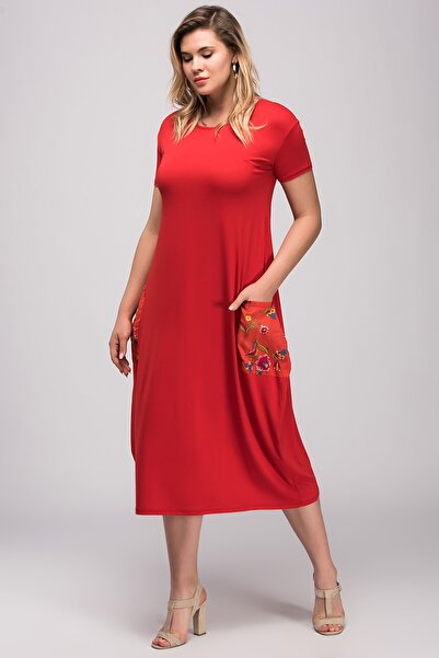 Große Größen in Kleid - Rot - Basic