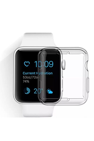 Apple Watch 1 2 3 4 5 6 Se Serisi ( 44mm ) 360 Tam Koruma Şeffaf Silikon Kılıf Premium Model