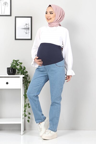 Kadın Açık Mavi Hamile Kot Pantolonu Tsd22052