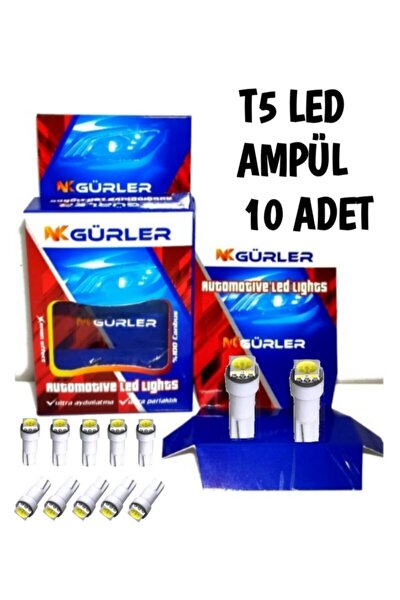 Gurlerotoaksesuar 10 Adet Gosterge Ampul T5 Led Beyaz Renk Topito Kadran Led 12v 5w Fiyati Yorumlari Trendyol