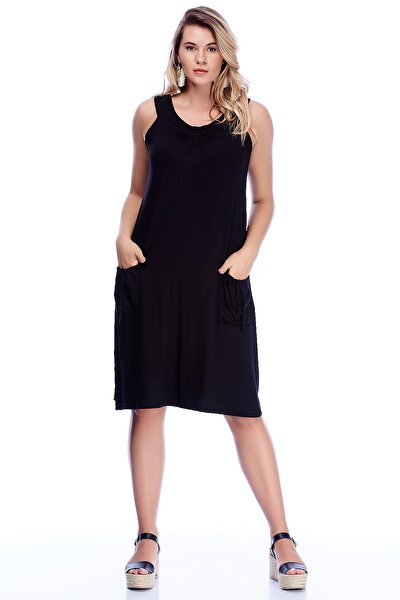 Plus Size Dress - Black - Ruffle hem