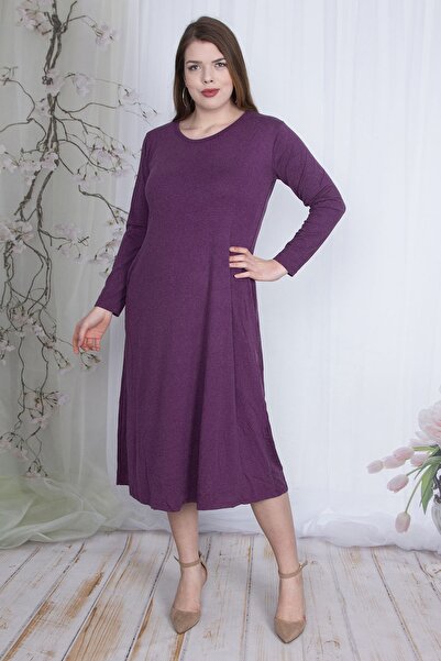 Plus Size Dress - Purple - A-line