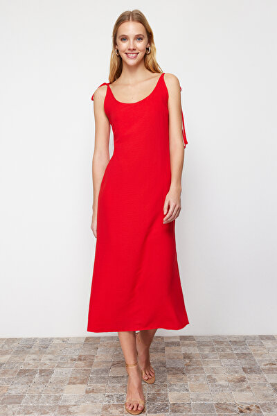 Trendyol Collection Geometric Patterned Mini Woven 100% Cotton Beach Dress  TBESS22EL1438 - Trendyol