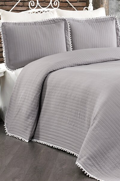 evim home ponponlu yatak ortusu set cift kisilik fiyati yorumlari trendyol
