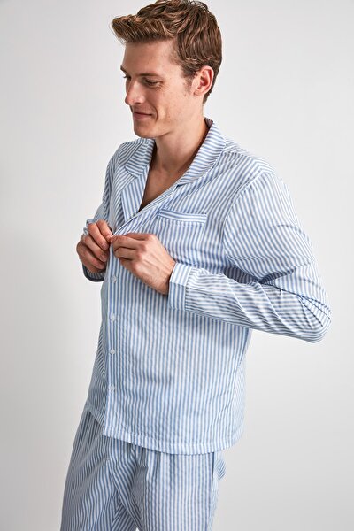 Kocabey 4007 Gaffur Cizgili Poplin Erkek Pijama Takimi Trendyol