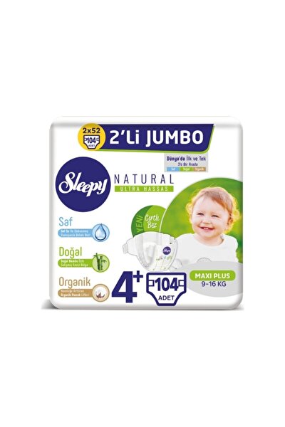 sleepy natural bebek bezi 4 beden maxi plus 2x2 li jumbo 104 adet fiyati yorumlari trendyol