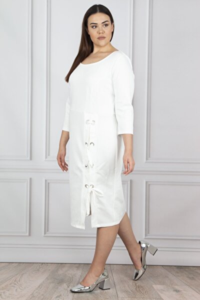 Plus Size Dress - White - Wrapover