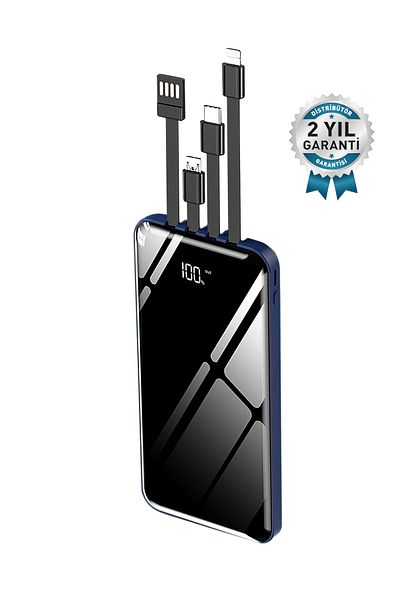 intouch 10 000 mah prime dijital gostergeli dahili coklu kablolu powerbank mavi fiyati yorumlari trendyol