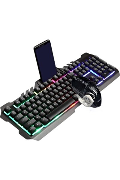 Ha-k102 Işıklı Oyuncu Klavye Mouse Seti Mekanik His Rgbli