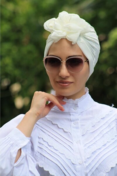 Kadın Ekru Şerit Detaylı Hijab Bone
