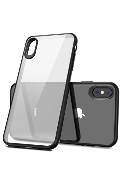 Iphone Xs Max Kılıf Glass Case Kenarı Silikon Arka Polikarbon Cam