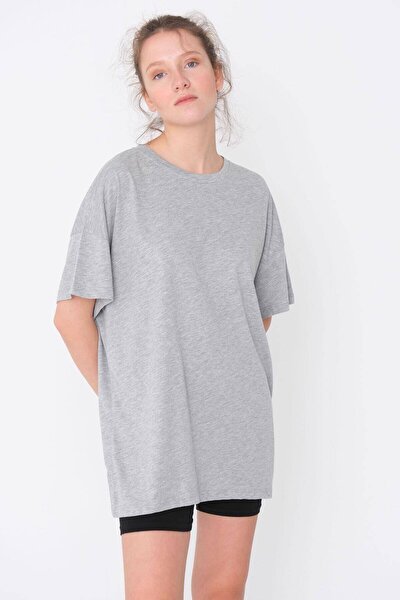 Kadın Gri Basic T-Shirt P0337 - T11 Adx-0000021644