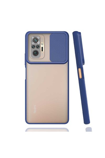 Redmi Note 10 Pro Uyumlu Kılıf Slayt Sürgülü Kamera Korumalı Arkası Buzlu Renkli Silikon