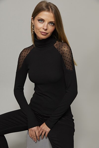 Bluse - Schwarz - Figurbetont