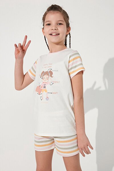 Beyaz Kız Çocuk Ficus Healthy 2li Pijama Takımı
