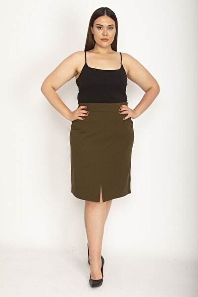 Plus Size Skirt - Khaki - Mini