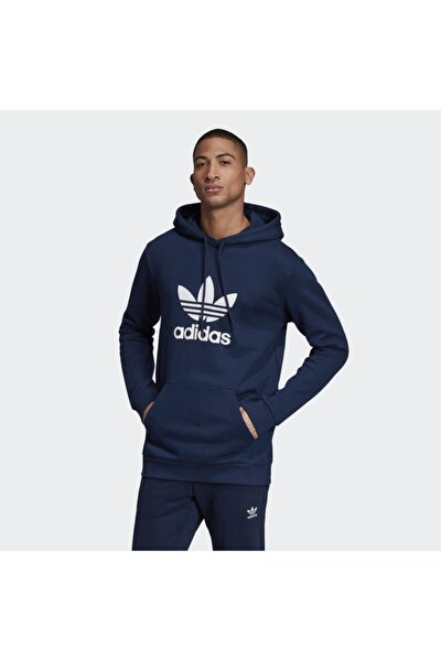 adidas trefoil hoodie mens blue