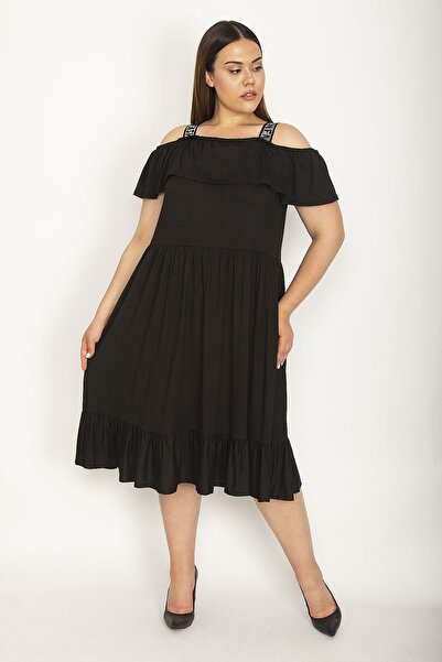 Plus Size Dress - Black - A-line