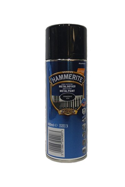 Hammerite Direkt Pas Üstü Pürüzsüz Metal Boyası Sprey Siyah 400 ML