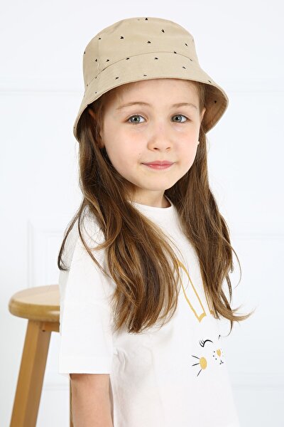 Kız Çocuk Baskılı Kahve Bucket Şapka