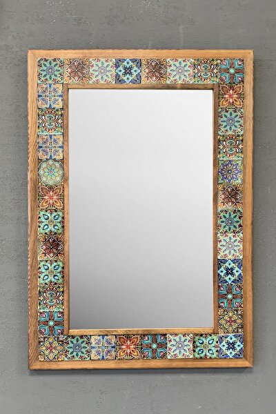 Masif Çerçeveli Mozaik Taş Ayna 43 Cm X 63 Cm (MOROCCO-ETNİK DESEN)dresuar Konsol Aynası