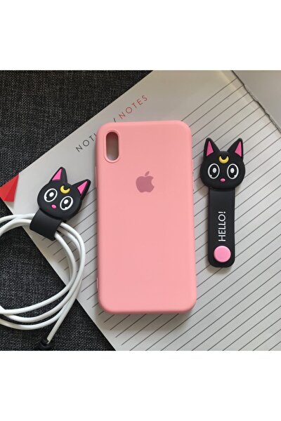 Iphone X/xs Logolu Lansman Içi Kadife Silikon Kılıf