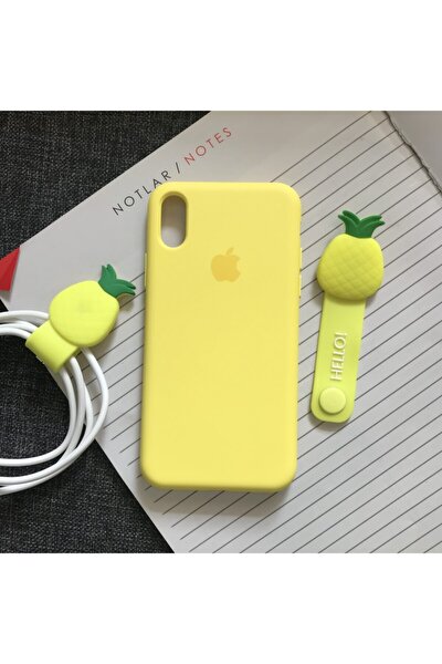 Iphone X/xs Logolu Lansman Içi Kadife Silikon Kılıf