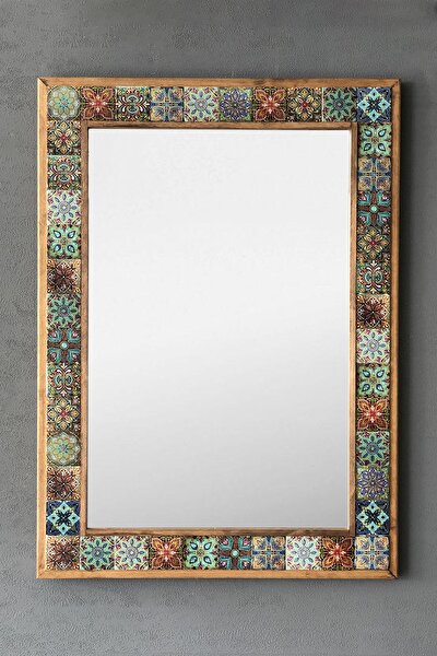 Masif Çerçeveli Mozaik Taş Ayna 53 Cm X 73 Cm Tile Mozaik Seramik Desenli