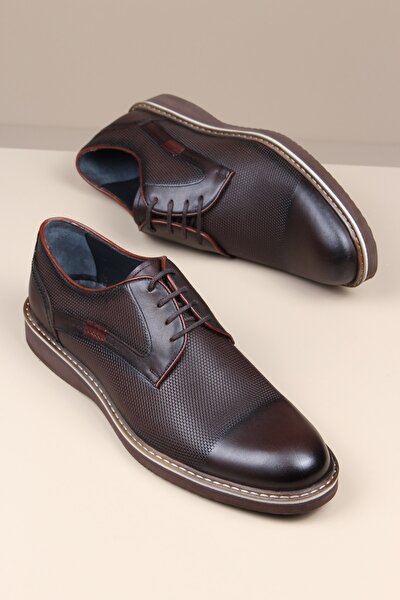 Erkek Hakiki Deri Kahverengi Klasik Günlük Ayakkabı