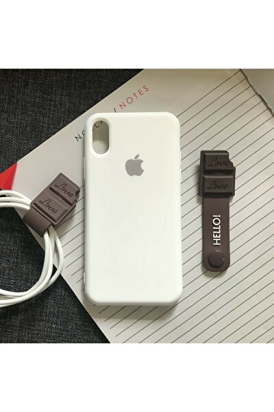 Iphone X-xs Model Uyumlu, Kamera Korumalı, Logolu Lansman Kılıf Ve Kablo Toparlayıcı