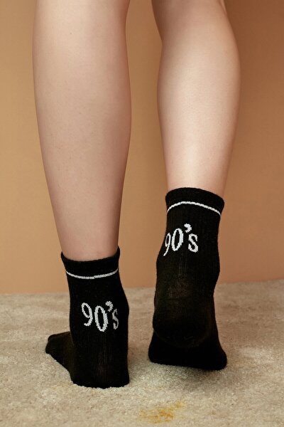 Siyah Cool 90s Soket Çorap