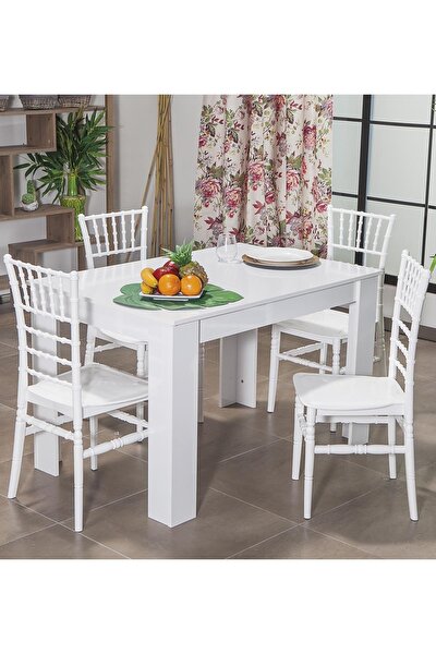 Home Arda Masa / Soho Sandalye Mutfak Masa Takımı-beyaz