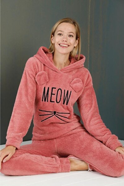 Kadın Welsoft Kapşonlu Kışlık Pijama Takımı