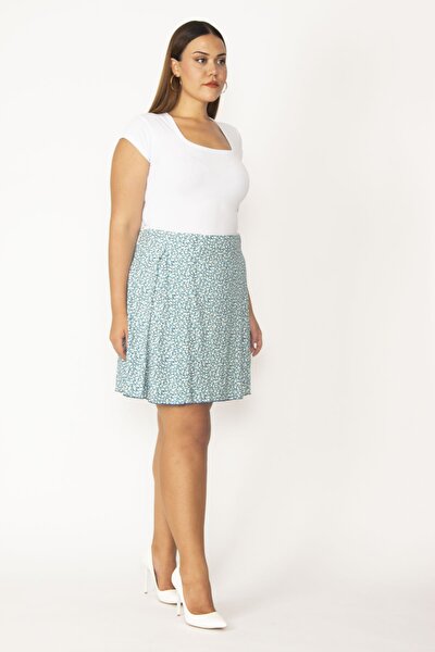 Plus Size Skirt - Turquoise - Midi
