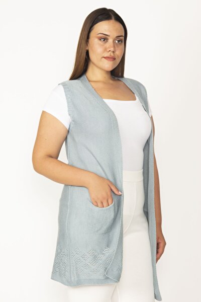 Plus Size Vest - Gray - Double-breasted