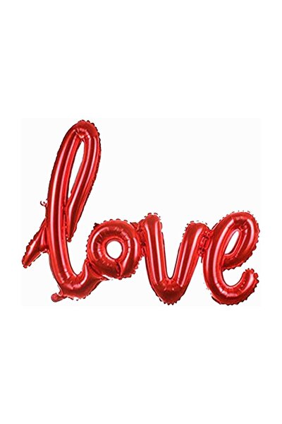 1 Adet Kırmızı Love Imzalı Folyo Balon 70cm X 36cm