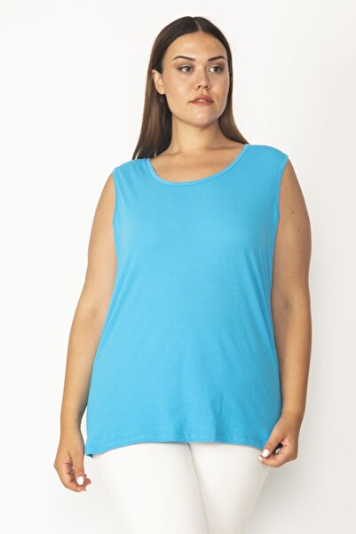 Plus Size Blouse - Turquoise - Regular fit