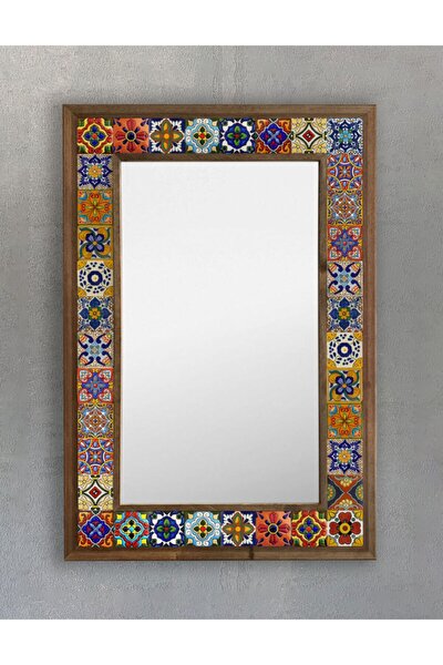 Masif Çerçeveli Mozaik Taş Ayna 43 Cm X 63 Cm Mexican