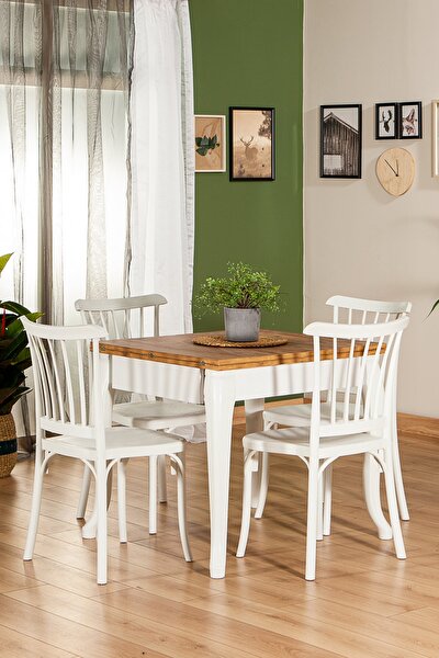 Violet Beyaz Dizayn Açılır Masa 4 Sandalye 1 Masa Salon Mutfak Masa Takımı