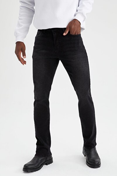 Erkek Siyah Sergio Regular Fit Normal Bel Boru Paça Jean Pantolon R8803AZ21AU