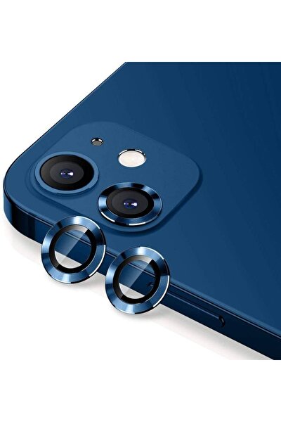 Iphone 12 Mini Metal Çerçeveli (lacivert) Kamera Koruma Lensi